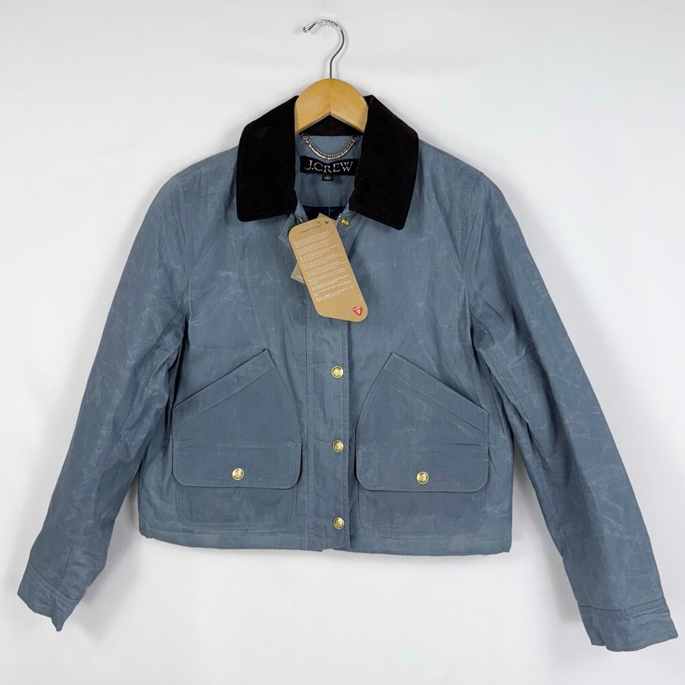 J Crew Women's Short Barn Jacket English Ripstop Cotton XXS Coastal Blue - Picture 2 of 16